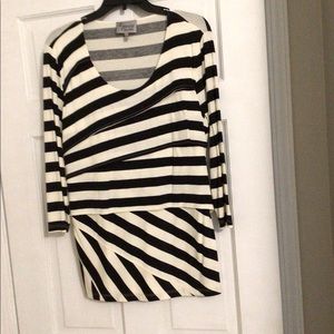 Striped scoop neck top